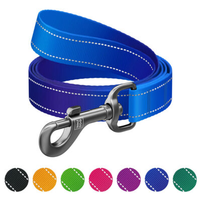 Повідець нейлоновий WAUDOG Nylon Mono, світловідбивний, для собак, 20 мм × 200 см, синій