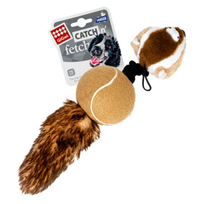 Іграшка для собак Борсук GiGwi Catch&fetch з пищалкою, 32 см, штучне хутро, тенісна гума 2