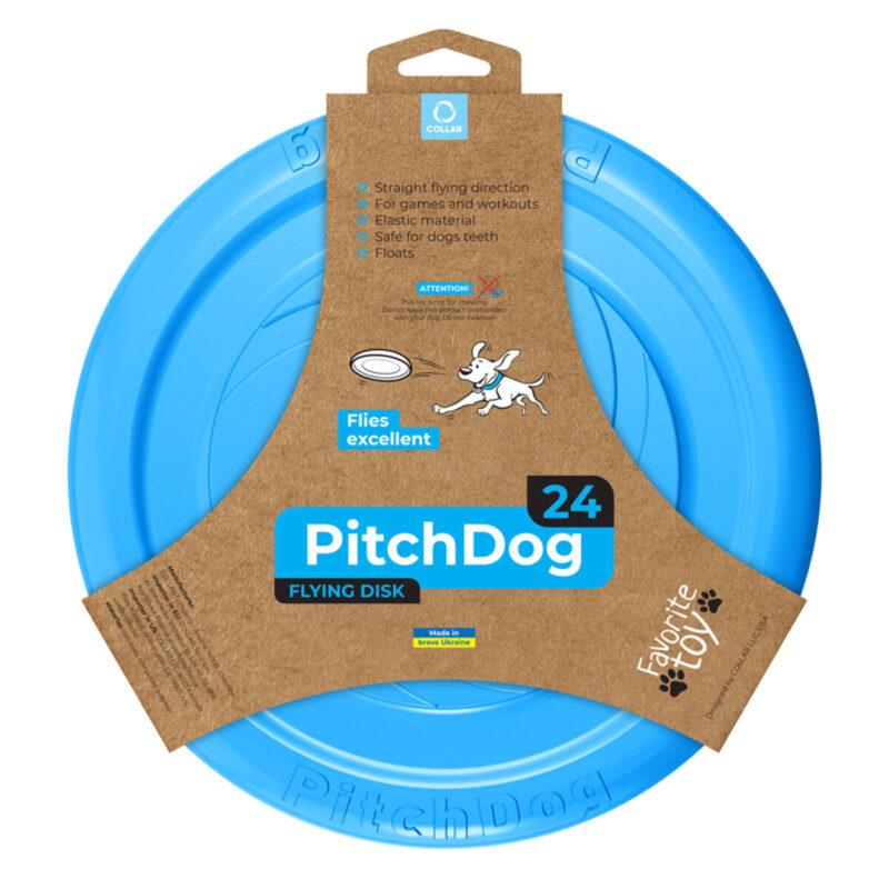 Ігрова тарілка для апортировки PitchDog, блакитна, композитний полімер, діаметр 24 см