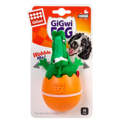 Іграшка для собак Крокодил-неваляшка GiGwi EGG, текстиль, 14 см 2