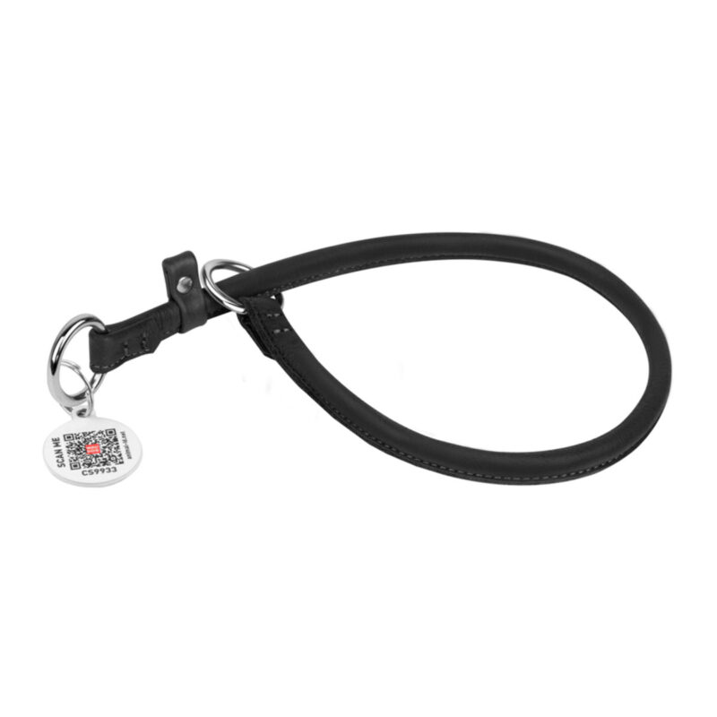 Нашийник-зашморг ривковий WAUDOG Soft шкіряний чорний 30 см, Діаметр 6 мм