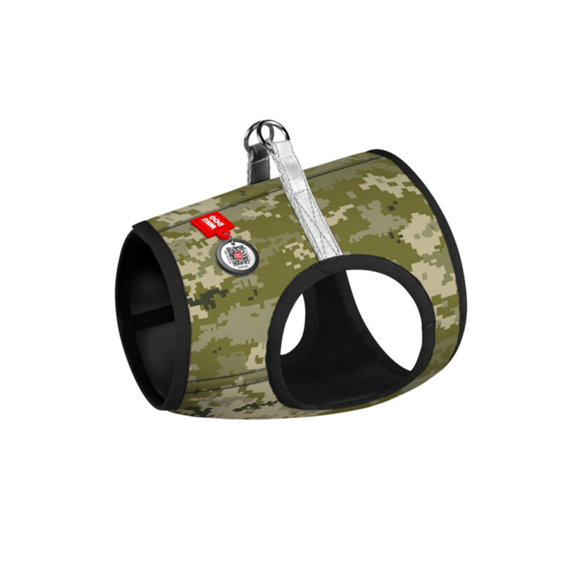 Шлея для собак WAUDOG Clothes м'яка "Мілітарі" з QR паспортом, S2, В 46-50 см, С 43-45 см
