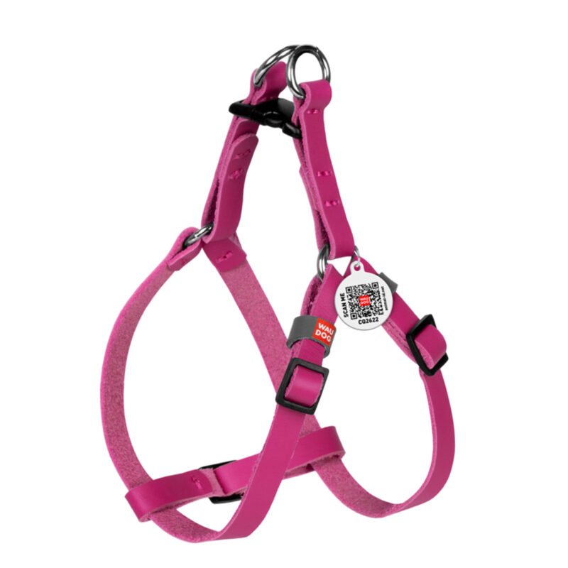 Шлея WAUDOG Classic для котів та дрібних собак, шкіряна, XS, Ш 10 мм, обхват 28-40 см, рожевий