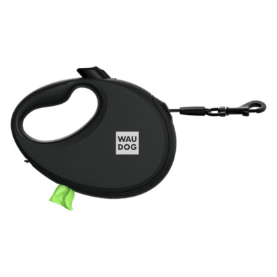 Повідець-рулетка WAUDOG R-leash з контейнером для пакетів, світловідбивна стрічка, S, до 12 кг, 3 м, чорний 2