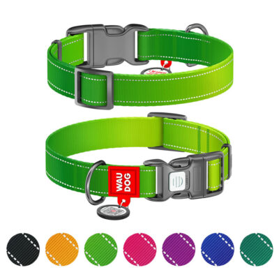 Нашийник WAUDOG Nylon Mono світловідбивний з QR паспортом для собак, нейлон, XL, розмір 37-58 см, ширина 25 мм