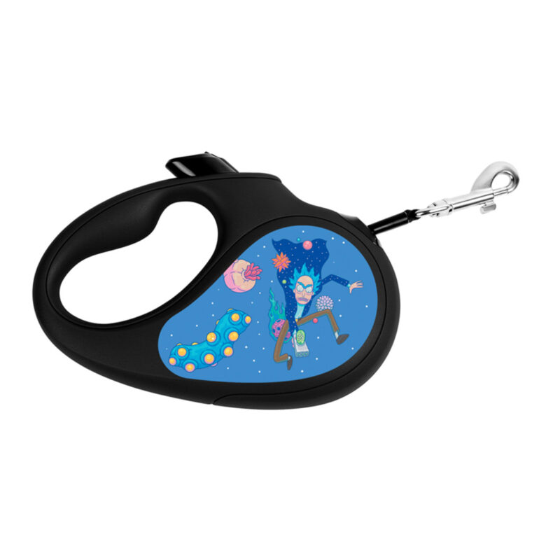 Повідець-рулетка WAUDOG R-leash, малюнок "Рік та Морті 3", L, до 50 кг, 5 м, світловідбиваюча стрічка чорний