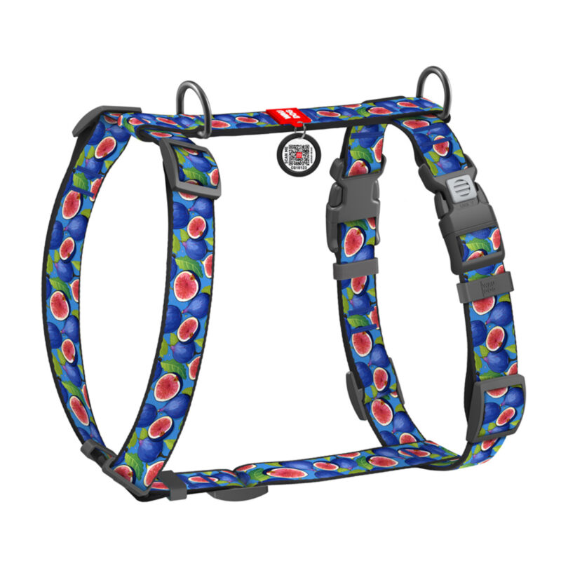 Шлея для собак анатомічна H-подібна WAUDOG Nylon, "Інжир", S, 15 мм, 30-45 см, 36-45 см