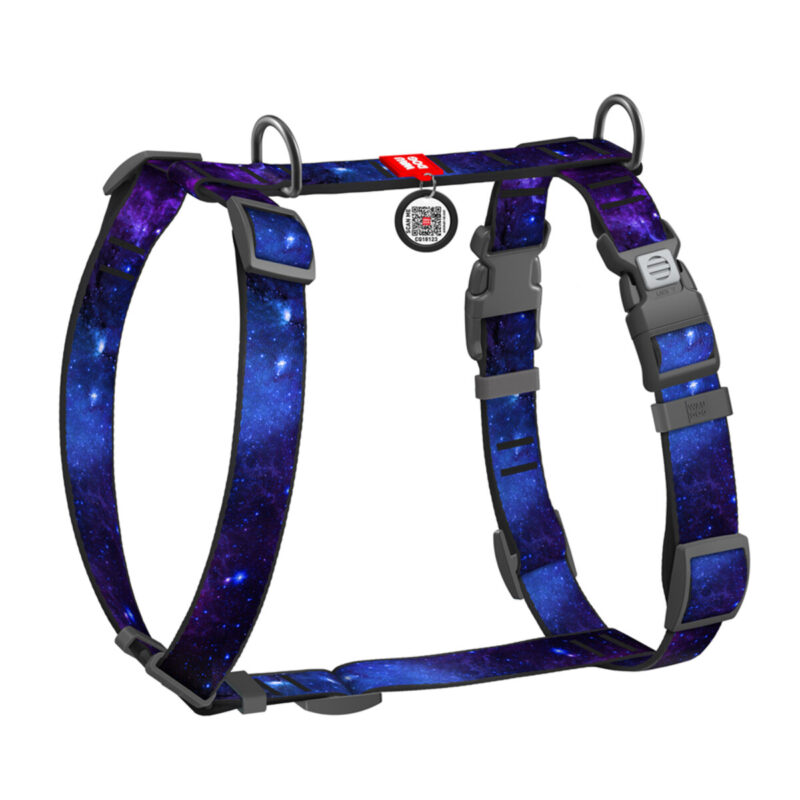 Шлея анатомічна WAUDOG Nylon, H-подібна, для собак, малюнок "NASA21", L, Ш 25 мм, A 51-85 см, B 61-85 см