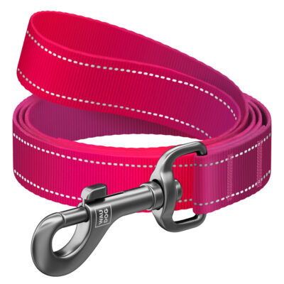 Повідець WAUDOG Nylon Mono світловідбивний 15 мм для собак, довжина 122 см, рожевий 2