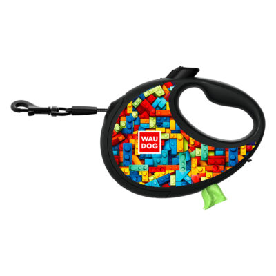 Повідець-рулетка WAUDOG R-leash, L, до 40 кг, 5 м, пластик, малюнок "Блоки" 3