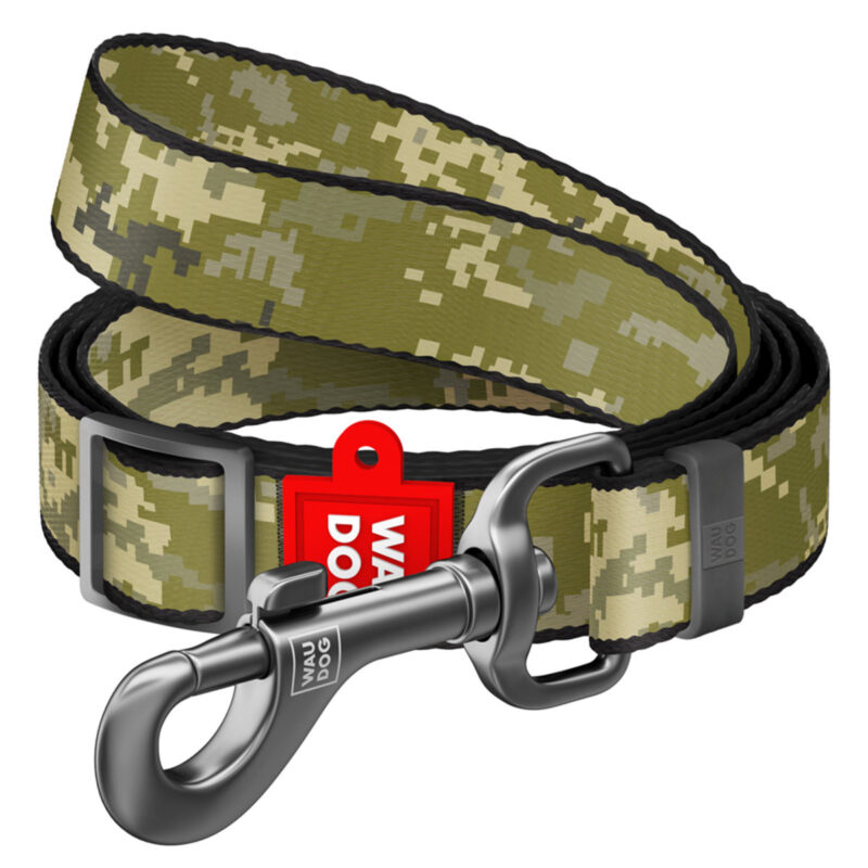 Повідець для собак WAUDOG Nylon регульований 152-183 см, Ш 25 мм, малюнок "Мілітарі"