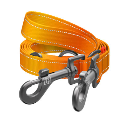 Повідець-перестібка WAUDOG Nylon Mono, світловідбивний, для собак, М, Ш 20 мм, Дов 300 см, помаранчевий 4