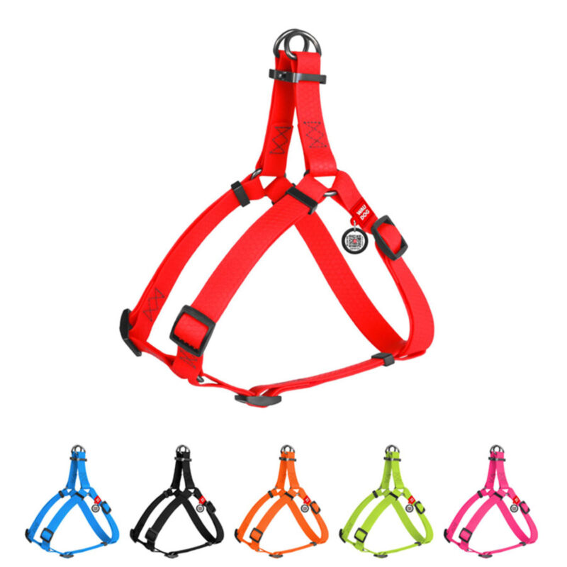 Шлея для собак WAUDOG Waterproof, водостійка, металічна пряжка, червоний, Ш 25 мм, Дов 60-90 см