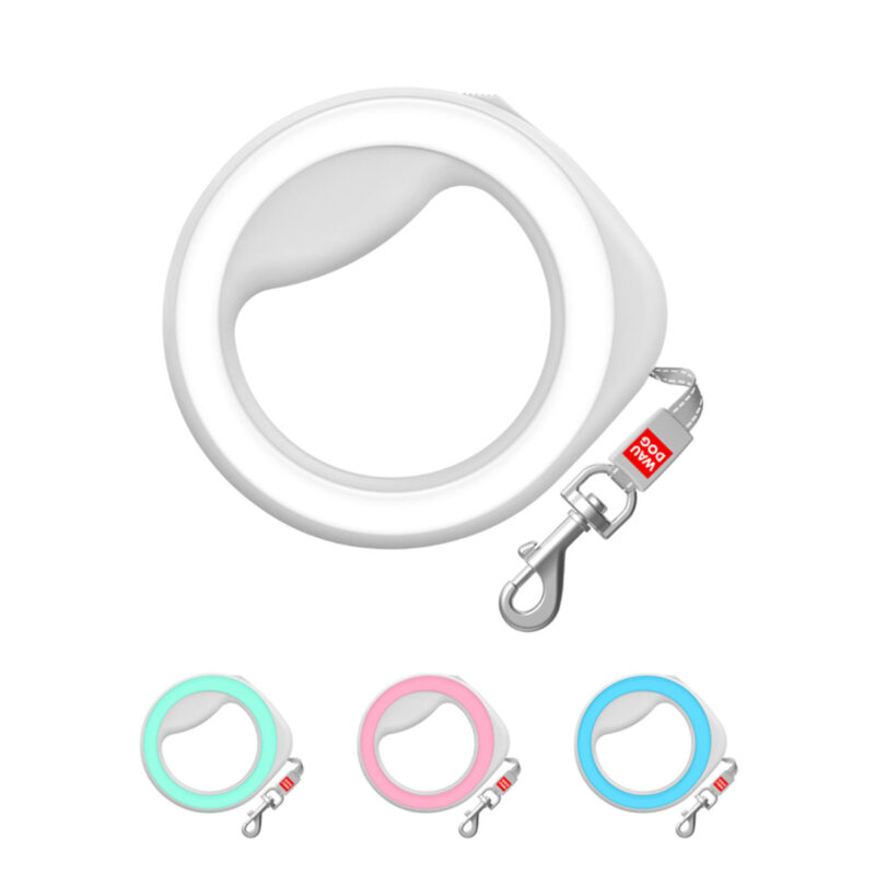 Повідець-рулетка WAUDOG R-leash, кругла, до 40 кг, 2,9 м, світловідбиваюча, білий