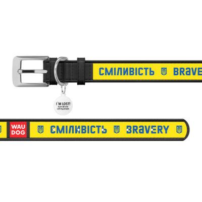 Нашийник WAUDOG Design "Сміливість" шкіряний для собак XL, обхват 46-59 см, ширина 35 мм, чорний 3