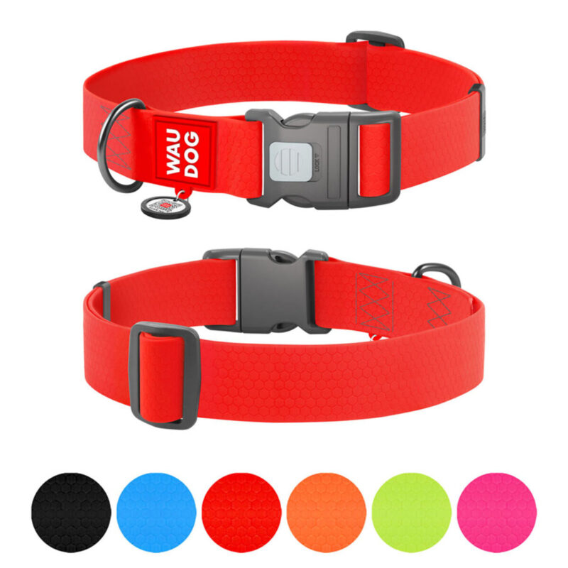 Нашийник для собак WAUDOG Waterproof, водостійкий, червоний, XXL (Ш 40 мм, Дов 46-70 см)