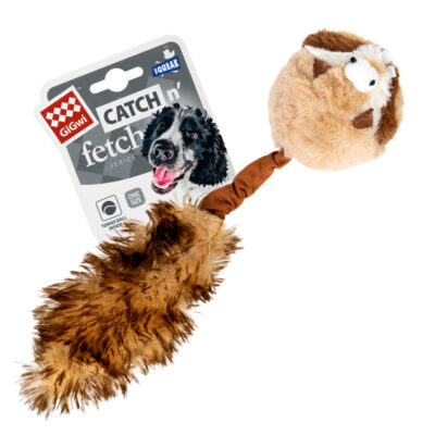 Іграшка для собак Борсук GiGwi Catch&fetch з пищалкою, штучне хутро, 26 см 2