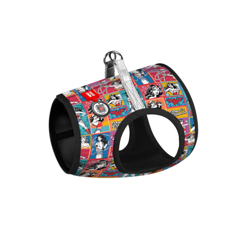 Шлея для собак WAUDOG Clothes м'яка з QR паспортом "Чудо-жінка комікс", XS3, обхват грудей 32-35 см, шиї 22-24 см