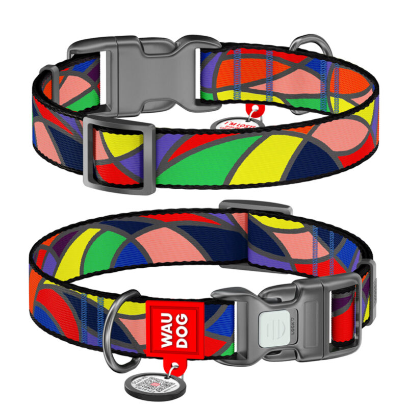 Нашийник для собак WAUDOG Nylon, малюнок "Вітраж", нейлон, ширина 25 мм, довжина 33-49 см