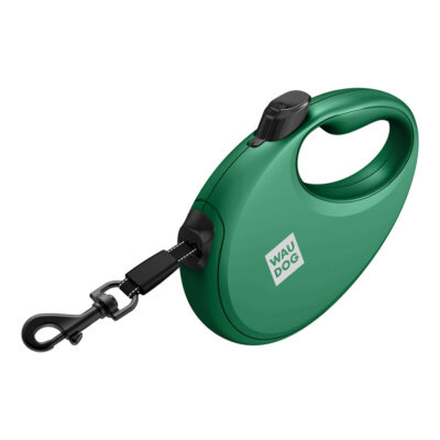 Повідець-рулетка WAUDOG R-leash L, до 40 кг, 5 м, з контейнером для пакетів, світловідбиваюча стрічка, зелений 5