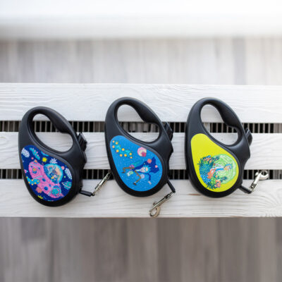 Повідець-рулетка WAUDOG R-leash, малюнок "Рік та Морті 3", L, до 50 кг, 5 м, світловідбиваюча стрічка чорний 7
