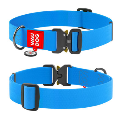 Нашийник WAUDOG Waterproof, металічна пряжка-фастекс, 40 мм, 46-70 см, блакитний 2