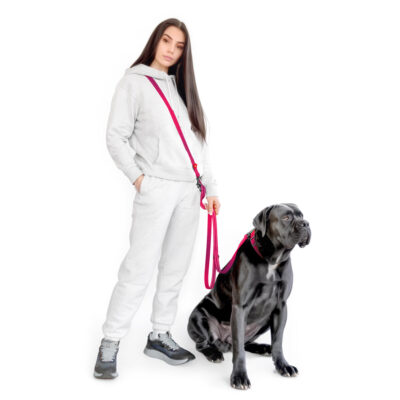 Повідець-перестібка WAUDOG Nylon Mono, світловідбивний, для собак, М, Ш 20 мм, Довж 300 см, рожевий 3