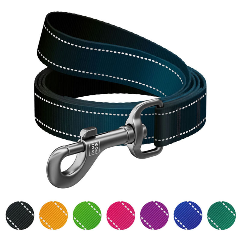 Повідець для собак WAUDOG Nylon Mono, світловідбивний, L-XXL, 25 мм ширина, 122 см довжина