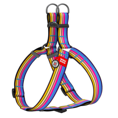 Шлея для собак WAUDOG Nylon з QR паспортом, малюнок "Лінія 1", XL, Ш 35 мм, А=В 70-100 см