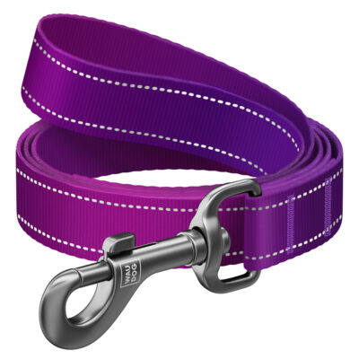 Повідець для собак WAUDOG Nylon Mono, світловідбивний, M, 20 мм Ш, 122 см Дов, фіолетовий 2