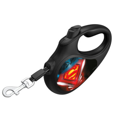 Повідець-рулетка для собак WAUDOG R-leash, "Супермен Лого", L, до 50 кг, 5 м, світловідбиваюча стрічка, чорний 3