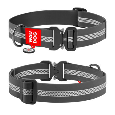 Нашийник WAUDOG Waterproof, світловідбиваючий, QR-паспорт, для собак, XXL, 40 мм, 46-70 см