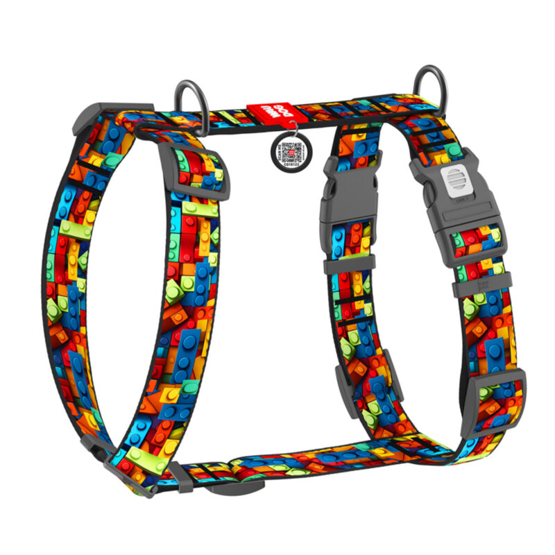 Шлея анатомічна H-подібна WAUDOG Nylon з QR-паспортом для собак XL, 35 мм, 60-100 см