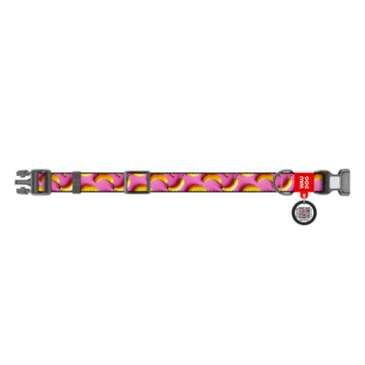 Нашийник для собак WAUDOG Nylon з QR паспортом, Банани на рожевому, XL, Ш 25 мм, Дов 37-58 см 3