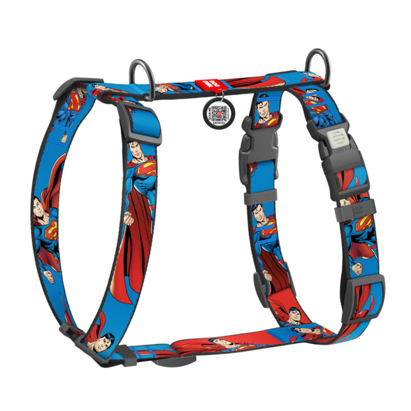 Шлея для собак WAUDOG Nylon H-подібна з QR-паспортом, Сила Супермена, L, Ш 25 мм, А 51-85 см, В 60-85 см