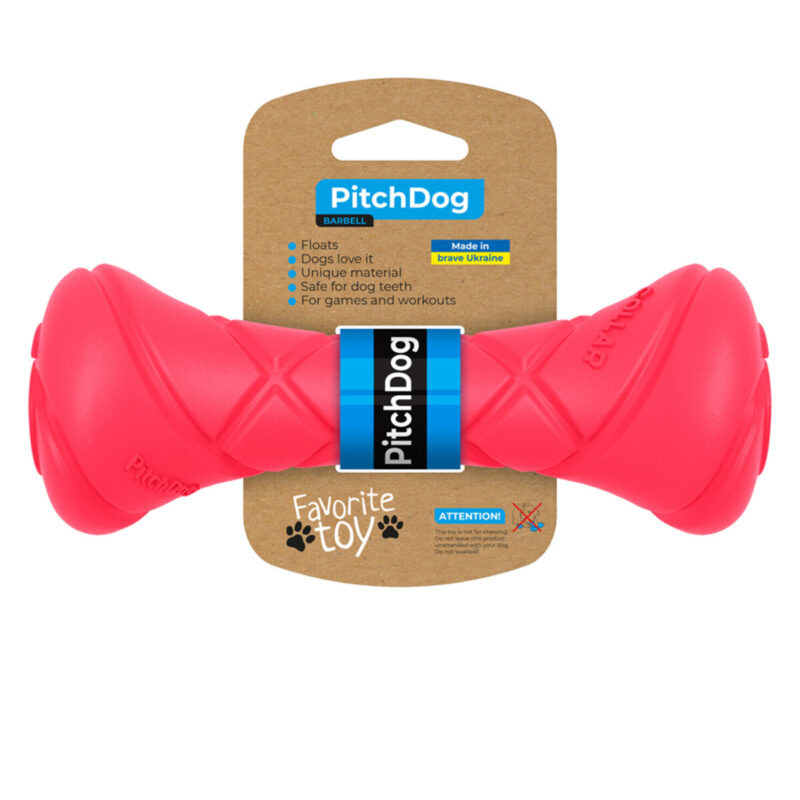 Ігрова гантель для апортировки PitchDog з композитного полімеру 19 см, діаметр 7 см, рожевий