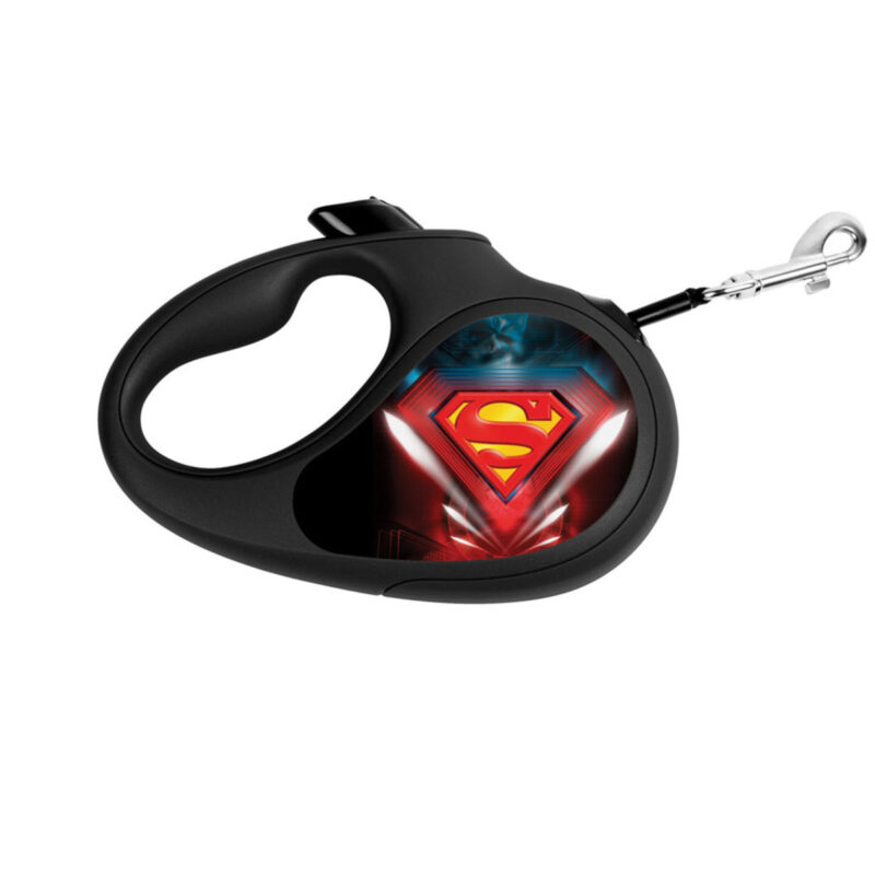 Повідець-рулетка для собак WAUDOG R-leash, "Супермен Лого", L, до 50 кг, 5 м, світловідбиваюча стрічка, чорний