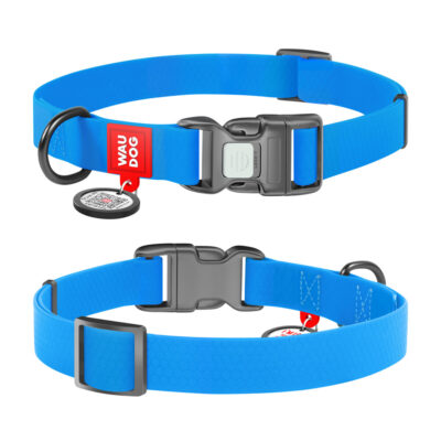 Нашийник для собак WAUDOG Waterproof, водостійкий, з QR паспортом, 38-58 см, 25 мм, блакитний 2