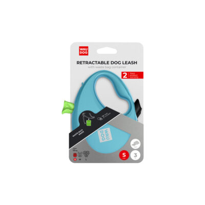 Повідець-рулетка WAUDOG R-leash, світловідбивна стрічка, S, до 12 кг, 3 м, блакитний 3