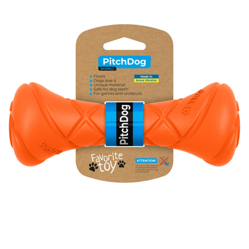 Ігрова гантель PitchDog для апортировки, помаранчева, 19 см, діаметр 7 см