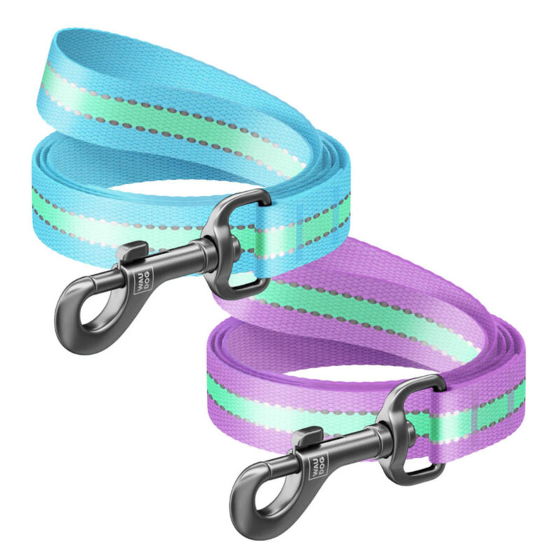 Повідець для собак WAUDOG Nylon, нейлоновий, світонакоплювальний, С 15 мм, Д 122 см, фіолетовий