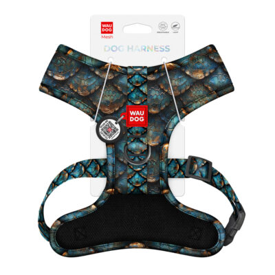 Шлея для собак WAUDOG Mesh дихаюча з QR адресником, малюнок «Луска», XS, обхват 24 см, 30-36 см 3