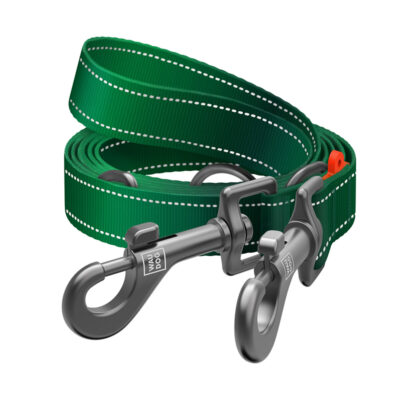 Повідець-перестібка WAUDOG Nylon Mono, світловідбивний, для собак, М, Довжина 300 см, Ширина 20 мм, зелений 2