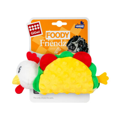 Іграшка для собак GiGwi Foody Friends Курячий Тако з пищалкою, текстиль, 26 см 2
