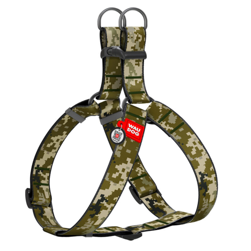 Шлея для собак WAUDOG Nylon "Мілітарі" XL, пластик, обхват 70-100 см, ширина 35 мм