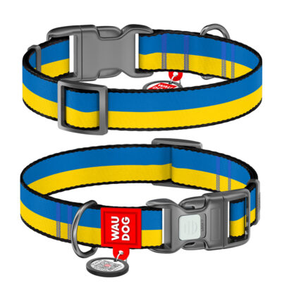 Нашийник для собак WAUDOG Nylon, малюнок "Colors of freedom", 20 мм, 28-40 см, нейлон