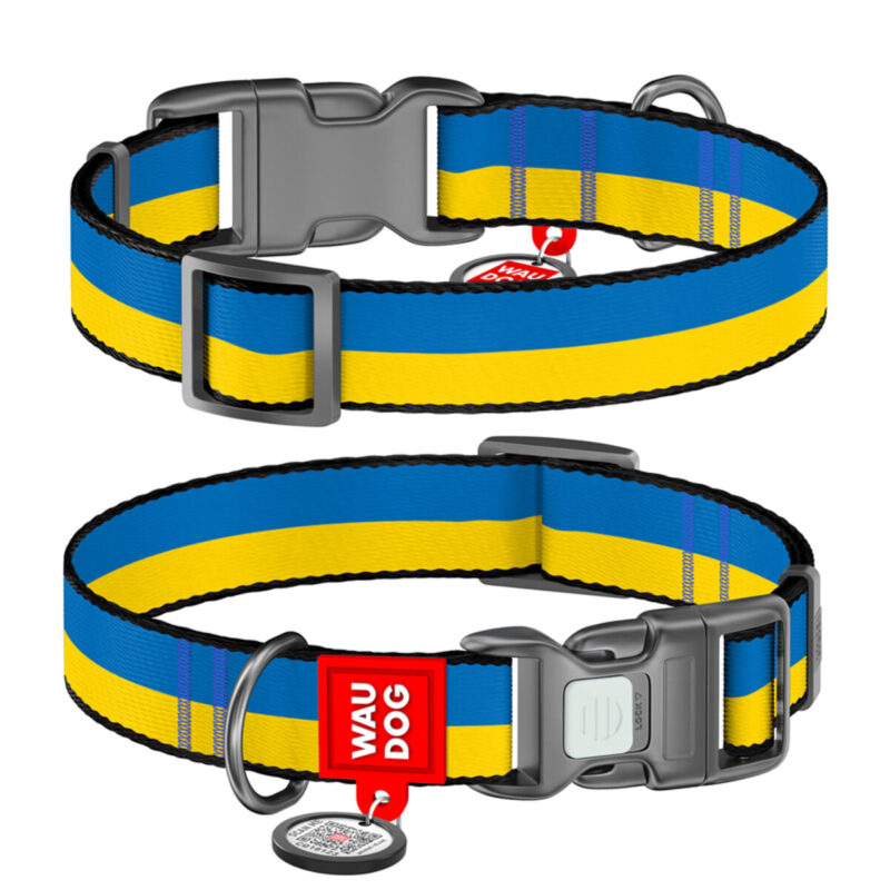 Нашийник для собак WAUDOG Nylon, малюнок "Colors of freedom", 20 мм, 28-40 см, нейлон