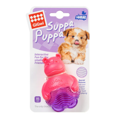 Іграшка для собак Бегемотик з пищалкою GiGwi Suppa Puppa, гума, 9 см 2