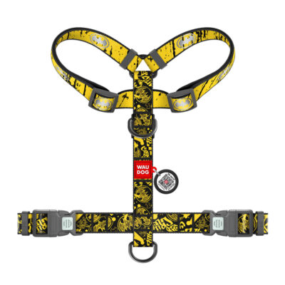 Шлея анатомічна H-подібна WAUDOG Nylon "Бетмен Ескіз", світловідбивна, XL (60-100 см), 25 мм 2