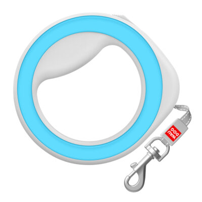 Повідець-рулетка WAUDOG R-leash, кругла, до 40 кг, 2,9 м, світловідбиваюча стрічка, блакитний 2